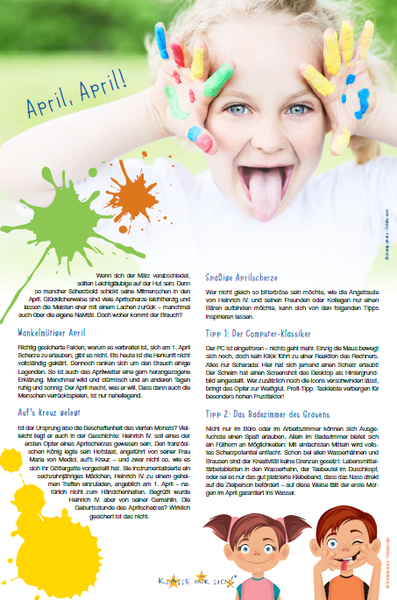 Ausschnitt aus der AKZENTe März 2016 - Thema April, April!